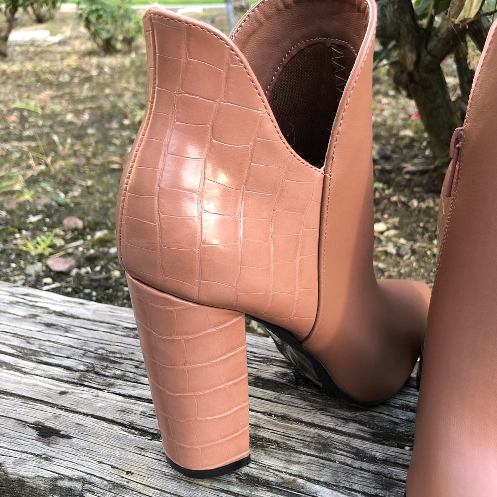 Mocha Faux  Leather Booties - Picture 3 of 6